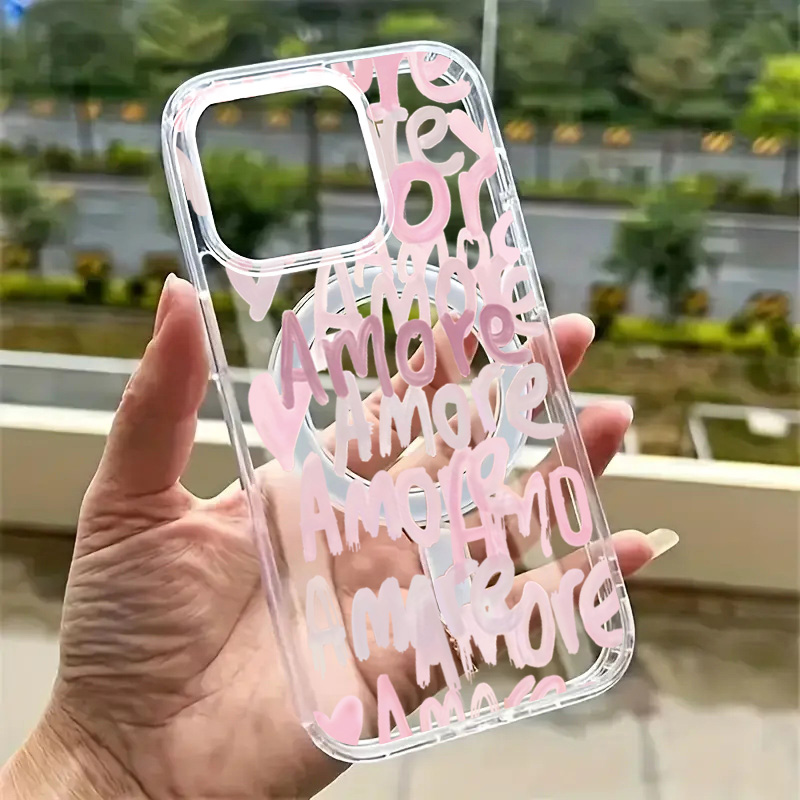 Magnetic Phone Case - Funda de teléfono con letras rosas
