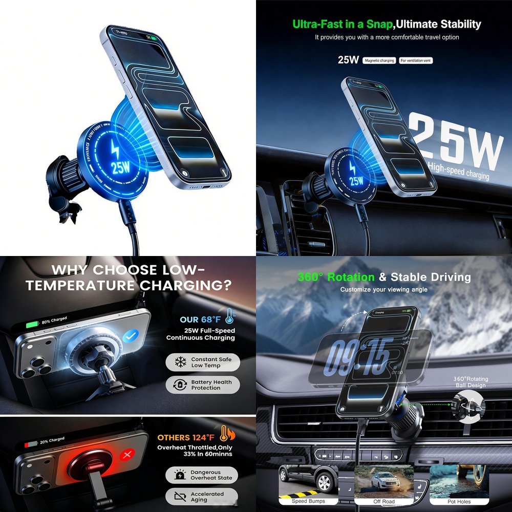 Phone Cooling Fan - Cargador Inalámbrico Magnético Potente de 25W