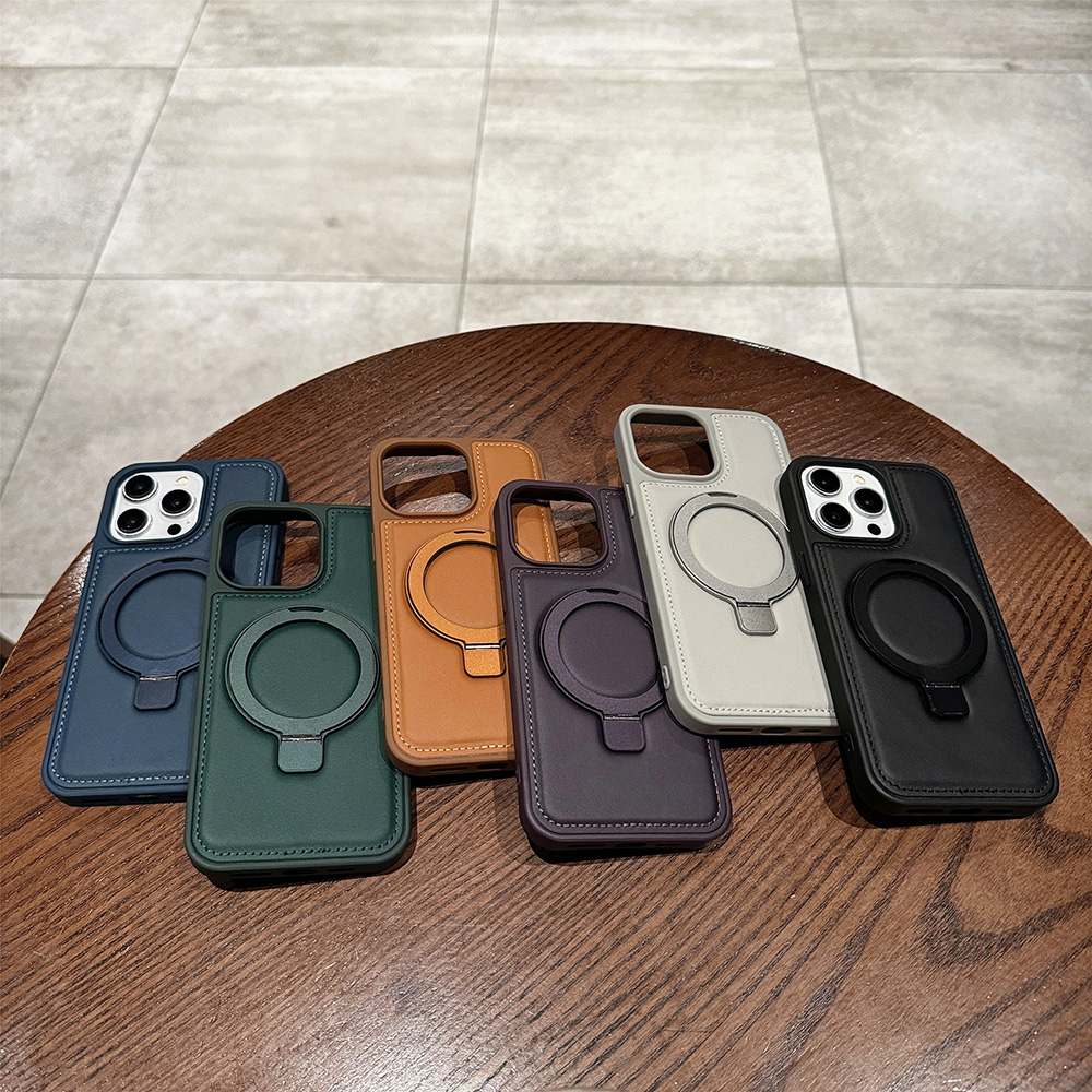 Phone Accessories Ring Holder - Funda Magnética de Cuero PU para